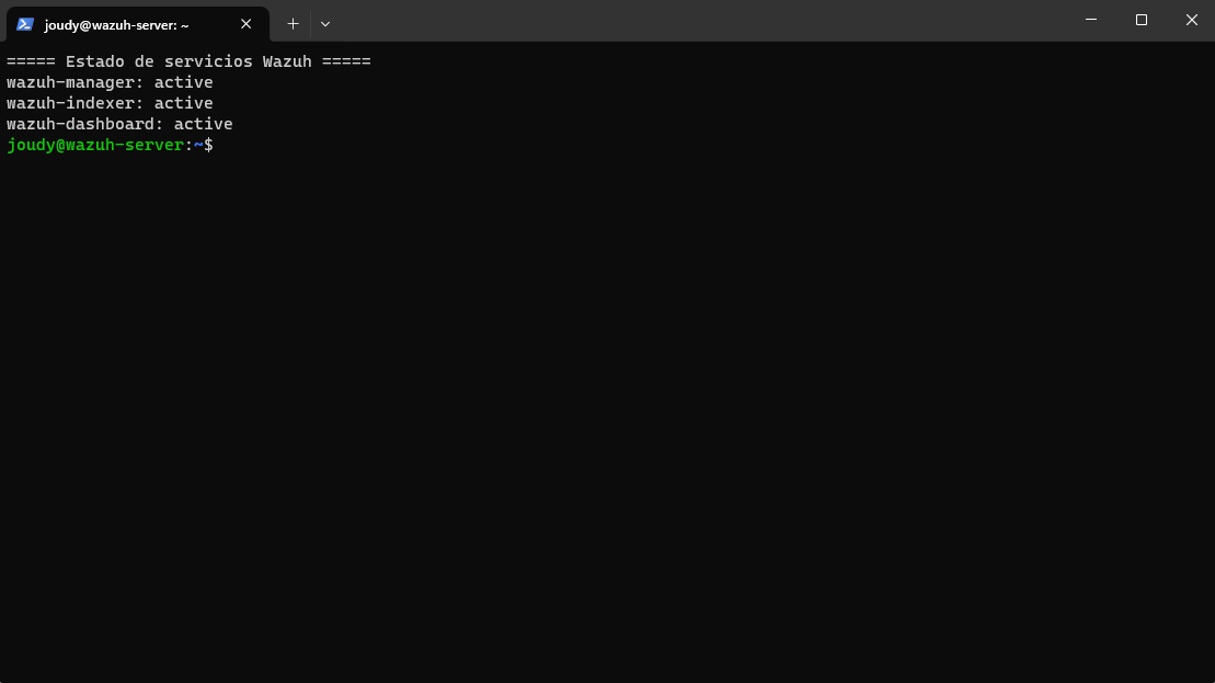 Servicios activos de Wazuh